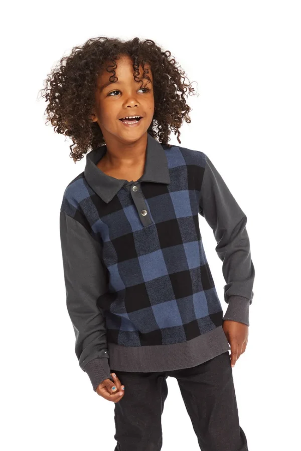 New Mike Ghost Plaid Collared Shirt Kids/BOY Boys