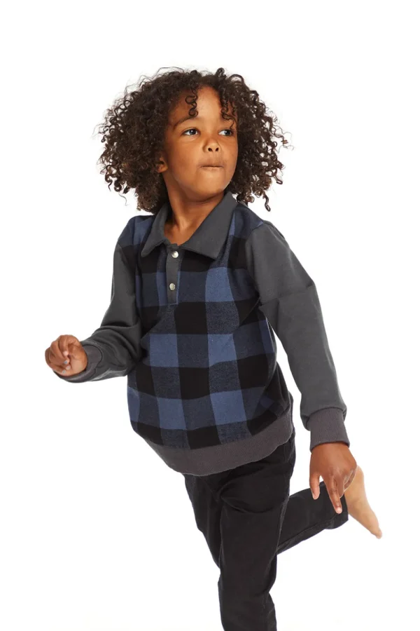 New Mike Ghost Plaid Collared Shirt Kids/BOY Boys