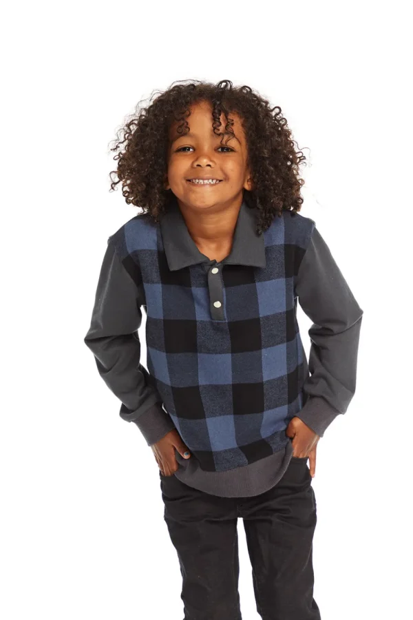 New Mike Ghost Plaid Collared Shirt Kids/BOY Boys