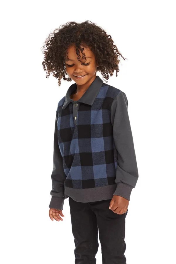 New Mike Ghost Plaid Collared Shirt Kids/BOY Boys
