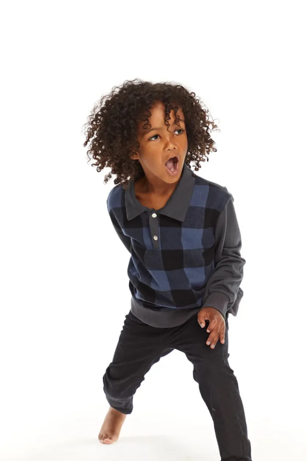 New Mike Ghost Plaid Collared Shirt Kids/BOY Boys