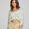 Store Monarch Crop Top - Grass Daisy Floral Women Outerwear | Loungewear