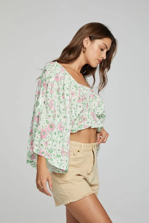 Store Monarch Crop Top - Grass Daisy Floral Women Outerwear | Loungewear