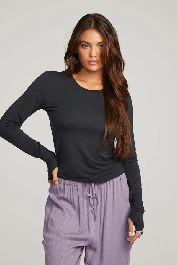 Outlet Moonlight Licorice Long Sleeve Women Loungewear | Tops