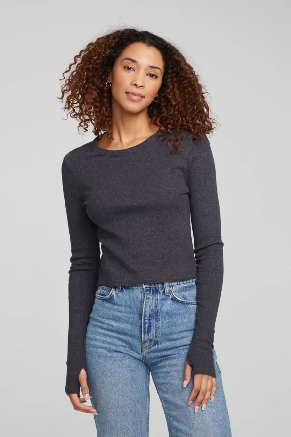 Cheap Moonlight Shadow Black Long Sleeve Women Loungewear | Tops
