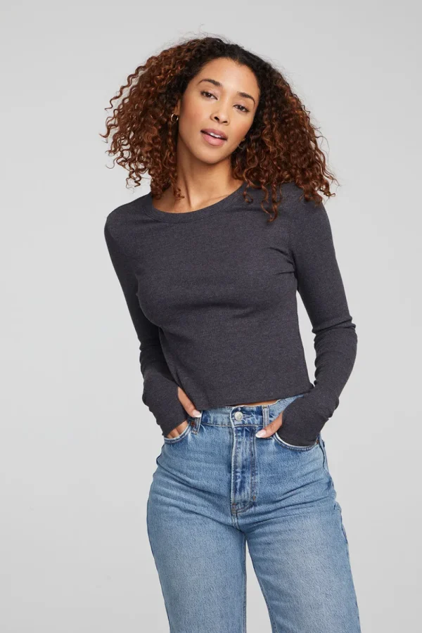 Cheap Moonlight Shadow Black Long Sleeve Women Loungewear | Tops