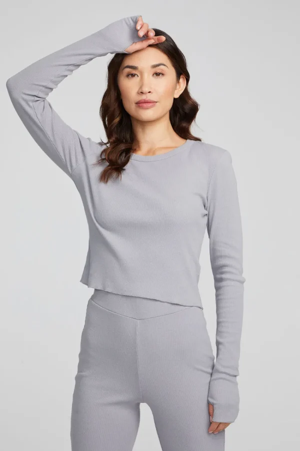 Hot Moonlight Silver Grey Long Sleeve Women Loungewear | Tops