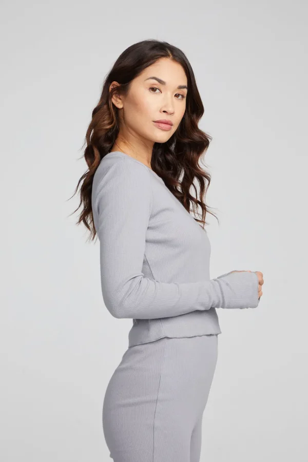 Hot Moonlight Silver Grey Long Sleeve Women Loungewear | Tops