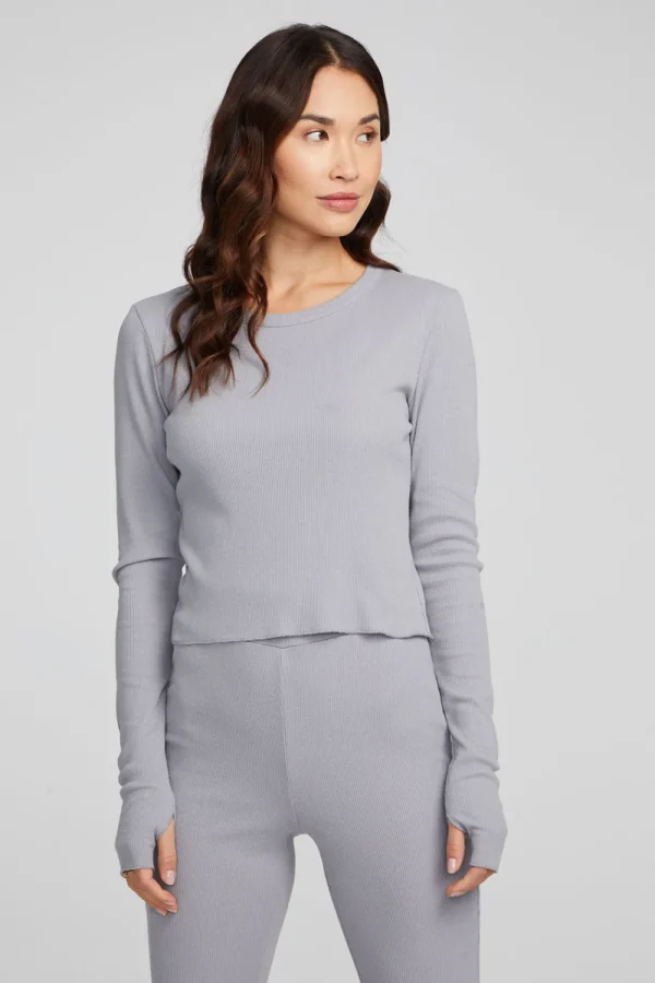 Hot Moonlight Silver Grey Long Sleeve Women Loungewear | Tops