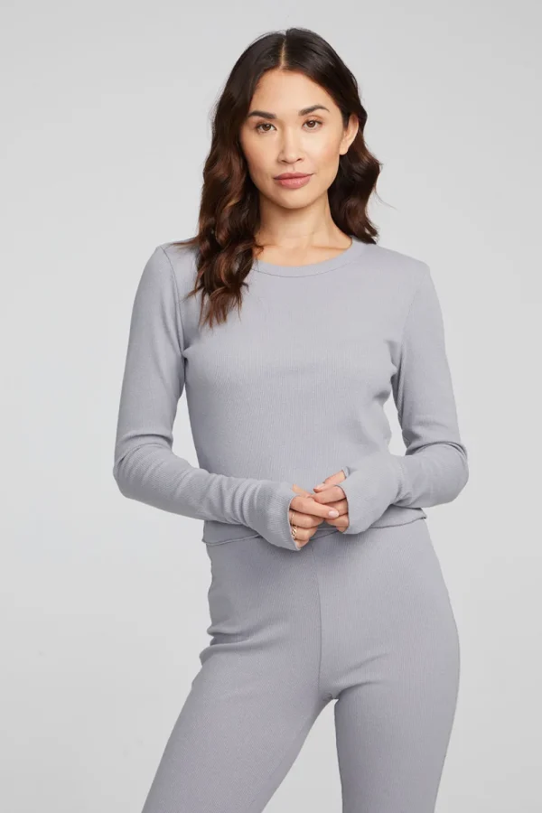 Hot Moonlight Silver Grey Long Sleeve Women Loungewear | Tops
