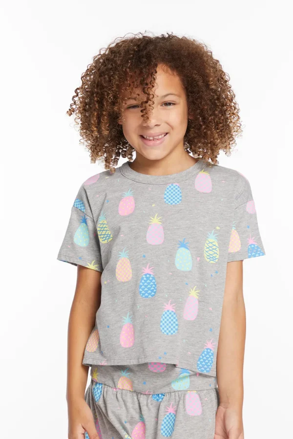 Hot Multi Pineapple Girls Tee Kids Girls