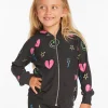 Best Neon Heart & Smiles Girls Zip-up Hoodie Kids Girls