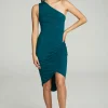 Outlet One Shoulder Shirred Cross Over Dress Women Dresses