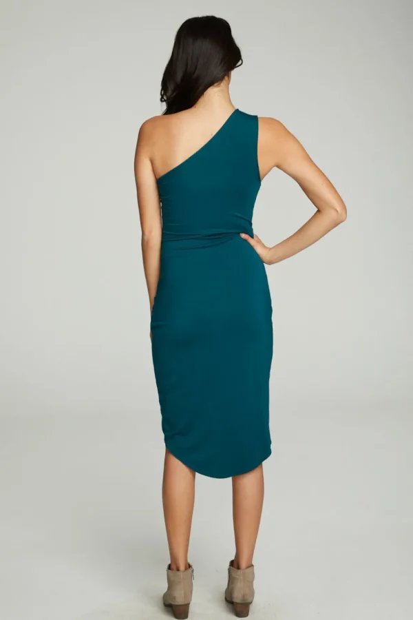 Outlet One Shoulder Shirred Cross Over Dress Women Dresses