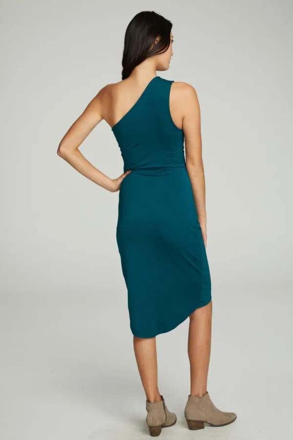 Outlet One Shoulder Shirred Cross Over Dress Women Dresses