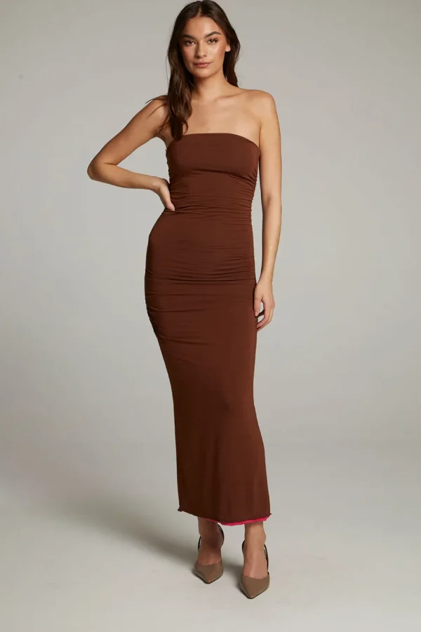 Online Panama Coffee And Raspberry Reversible Midi Dress Women Loungewear | Dresses