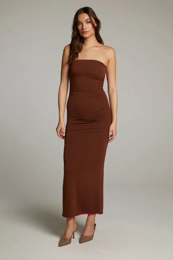 Online Panama Coffee And Raspberry Reversible Midi Dress Women Loungewear | Dresses