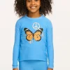 Best Peace Butterfly Long Sleeve Cozy Knit Pullover Kids Girls
