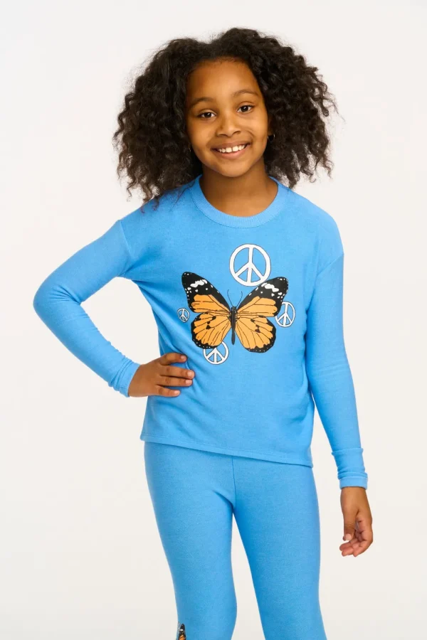 Best Peace Butterfly Long Sleeve Cozy Knit Pullover Kids Girls