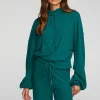 Discount Poor Boy Rib Knit Cropped Pullover With Elastic Waist & Sleeve Women Tops