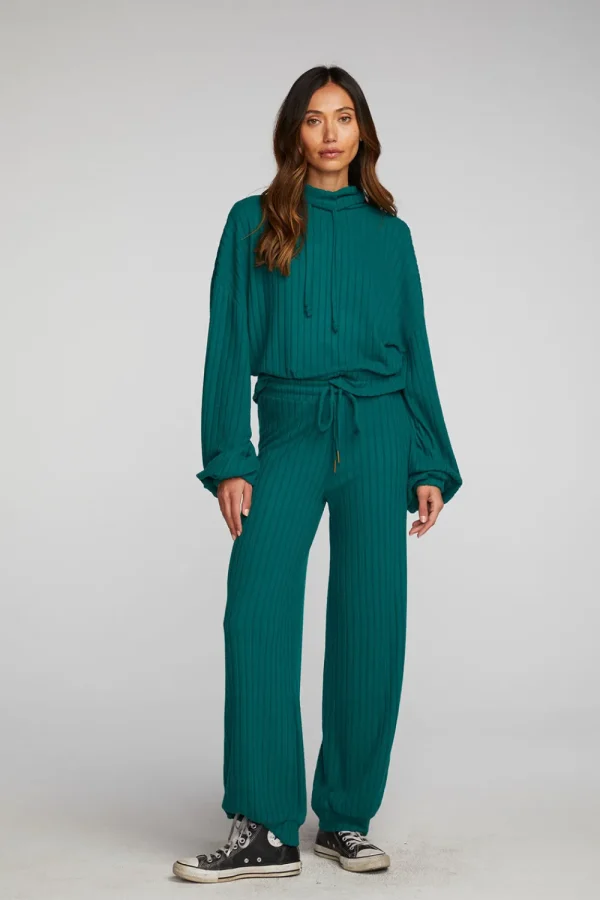 Discount Poor Boy Rib Knit Cropped Pullover With Elastic Waist & Sleeve Women Tops