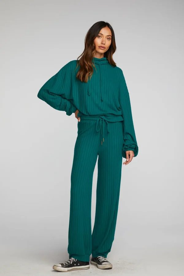 Discount Poor Boy Rib Knit Cropped Pullover With Elastic Waist & Sleeve Women Tops