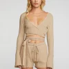 Store Poor Boy Rib Long Sleeve Wrap Top Women Tops