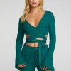 Sale Poor Boy Rib Long Sleeve Wrap Top Women Tops
