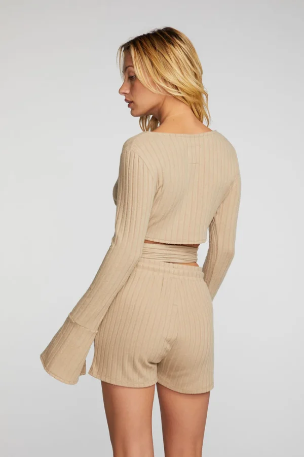 Store Poor Boy Rib Long Sleeve Wrap Top Women Tops