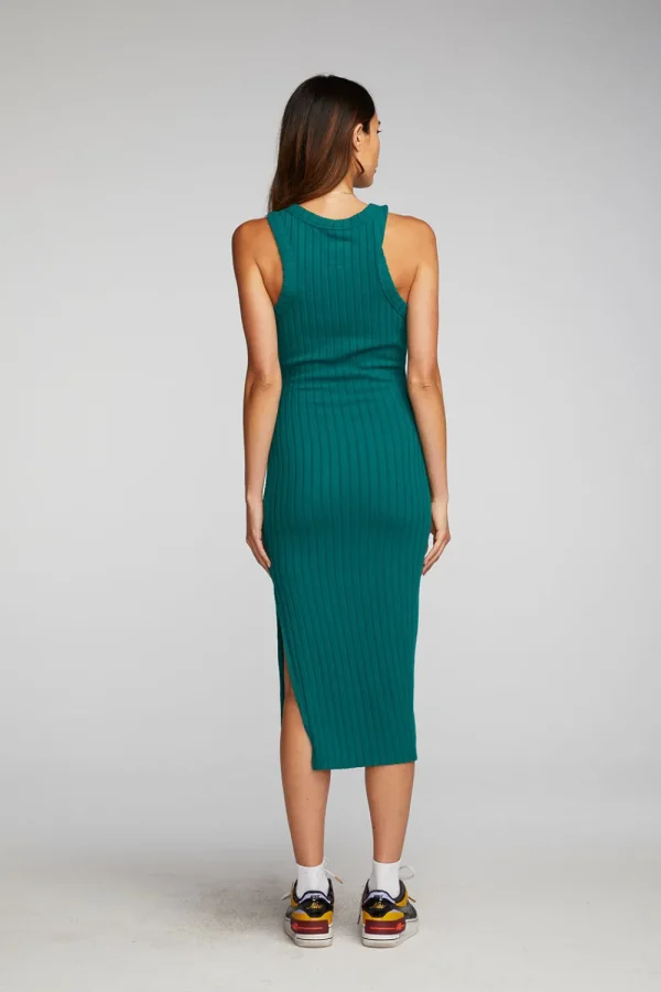 Best Poor Boy Rib Midi Dress With Side Slit Women Dresses