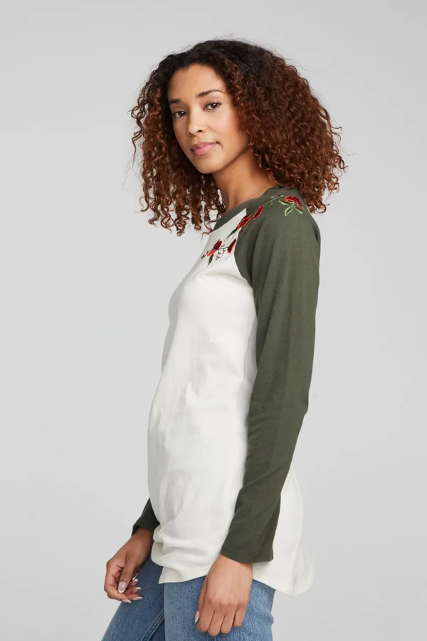 Clearance Poppy Embroidery Football Long Sleeve Women Loungewear | Graphics