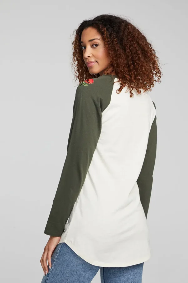 Clearance Poppy Embroidery Football Long Sleeve Women Loungewear | Graphics