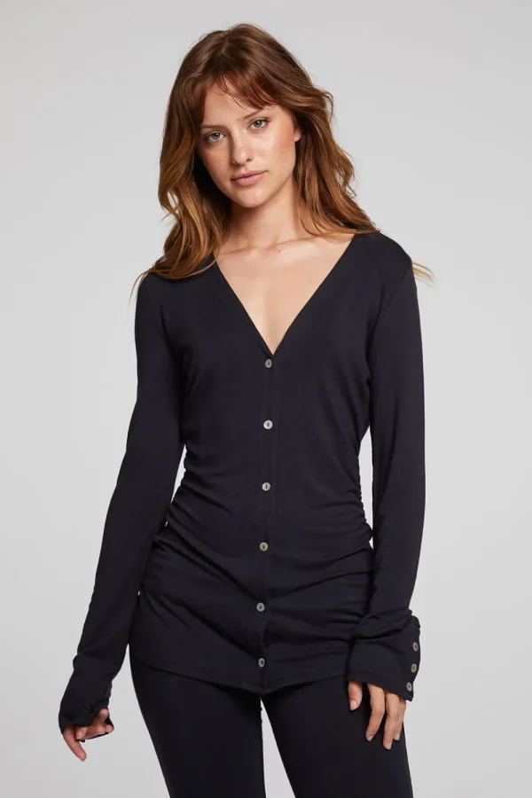 Outlet Priscilla Licorice Long Sleeve Women Loungewear | Tops