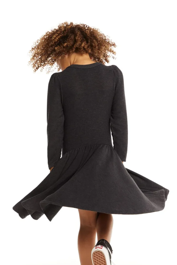 Outlet Puff Black Licorice Long Sleeve Dress With Twirl Skirt Kids Girls