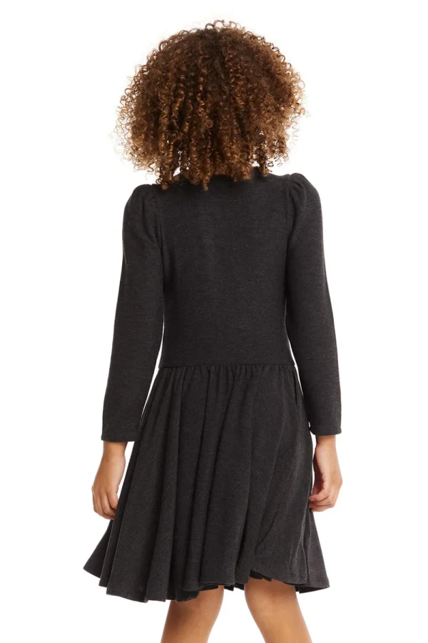 Outlet Puff Black Licorice Long Sleeve Dress With Twirl Skirt Kids Girls