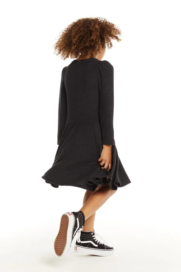Outlet Puff Black Licorice Long Sleeve Dress With Twirl Skirt Kids Girls
