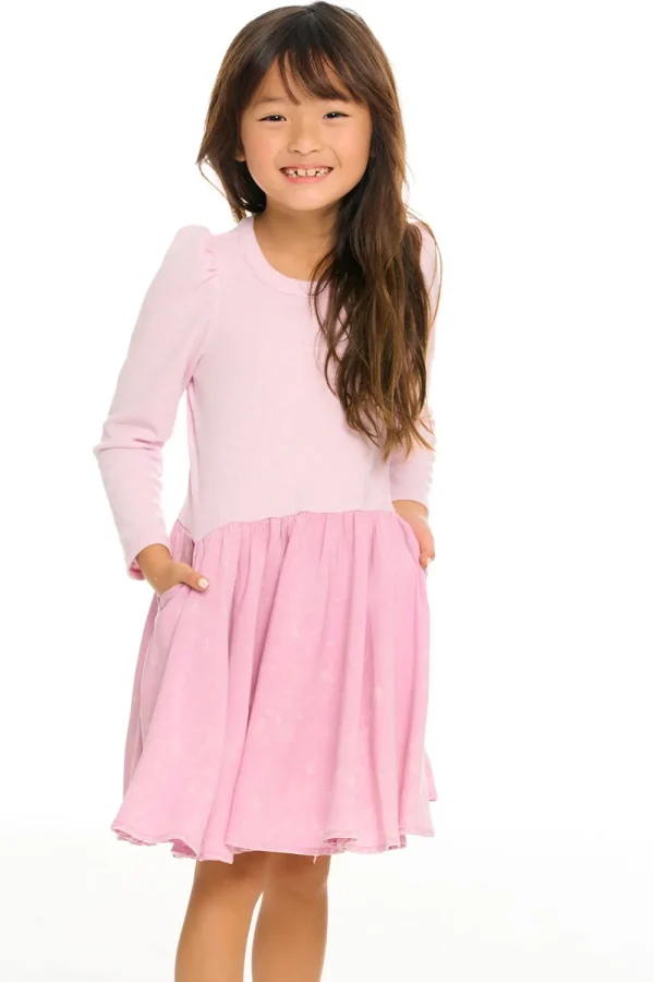 Shop Puff Long Sleeve Dress With Twirl Skirt Kids Girls
