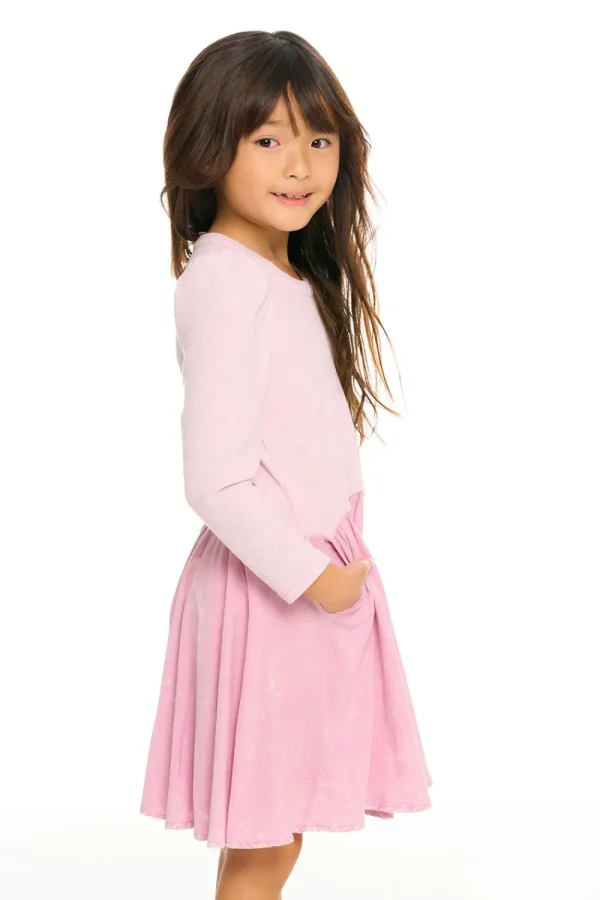 Shop Puff Long Sleeve Dress With Twirl Skirt Kids Girls