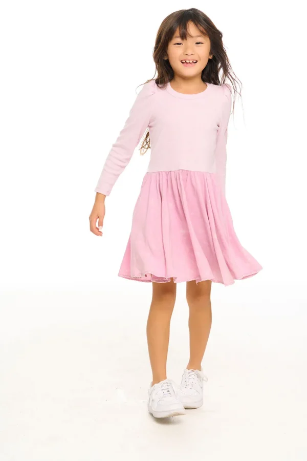 Shop Puff Long Sleeve Dress With Twirl Skirt Kids Girls