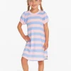 Hot Puff Sleeve Bubblegum Stripe Dress Kids Girls