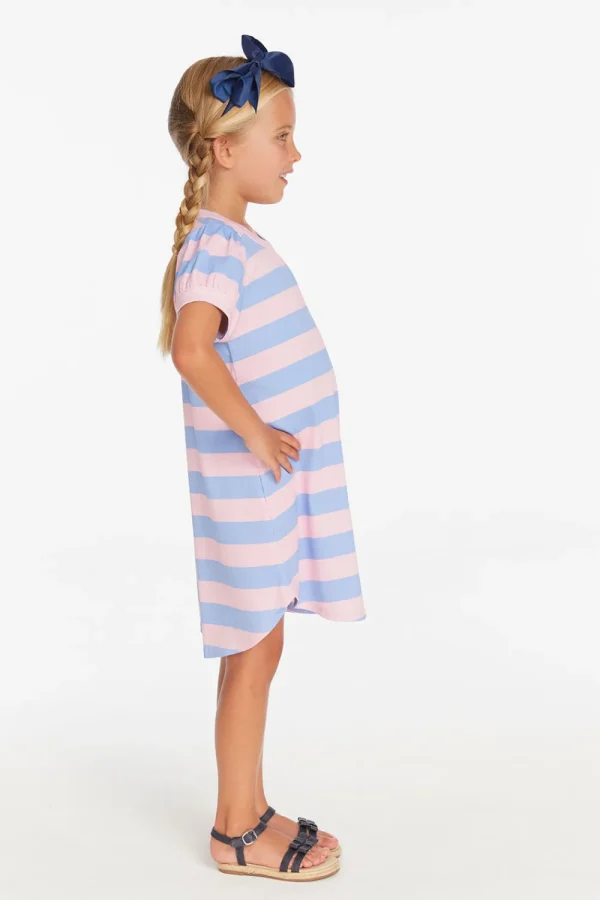 Hot Puff Sleeve Bubblegum Stripe Dress Kids Girls