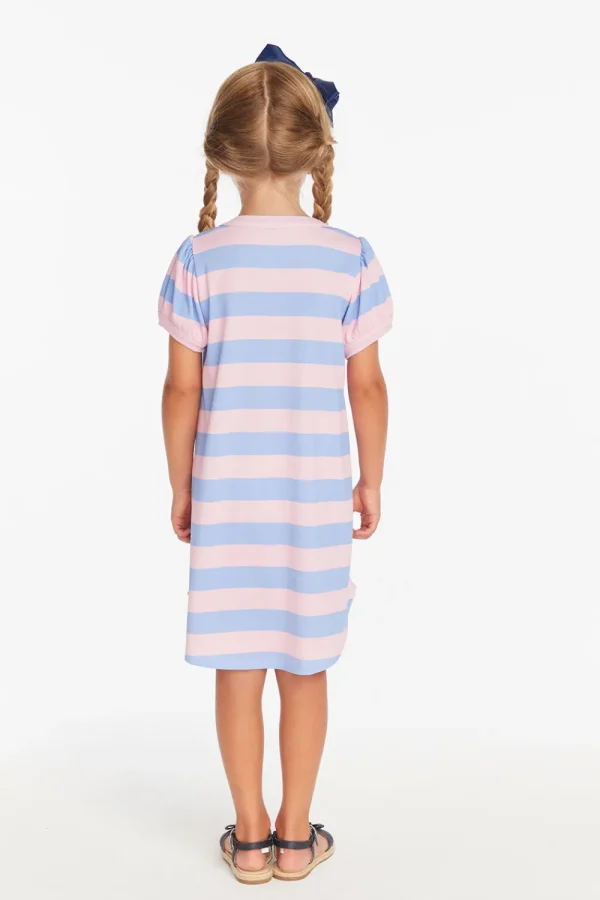 Hot Puff Sleeve Bubblegum Stripe Dress Kids Girls