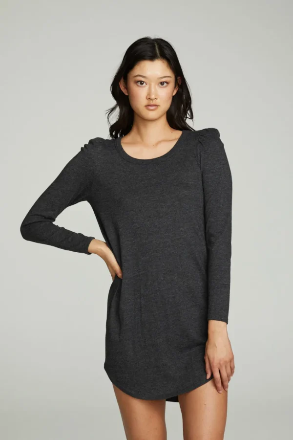 Best Sale Puff Sleeve Shirttail Hi Lo Dress Women Dresses