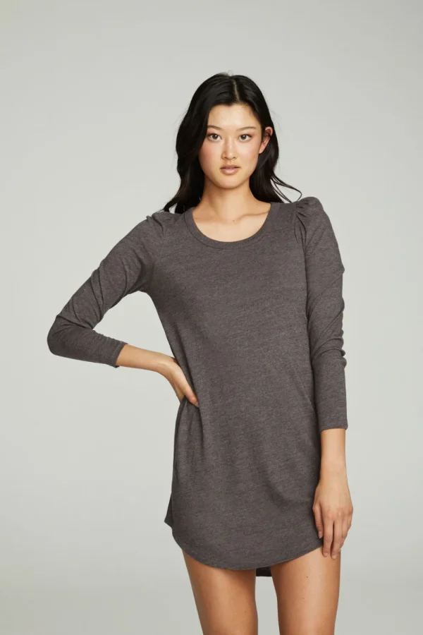 Cheap Puff Sleeve Shirttail Hi Lo Dress Women Dresses