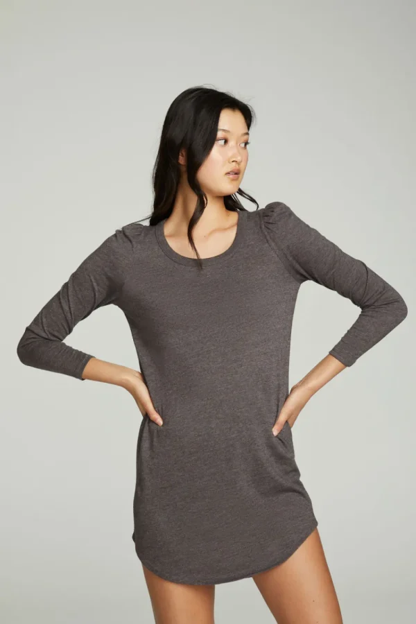 Cheap Puff Sleeve Shirttail Hi Lo Dress Women Dresses