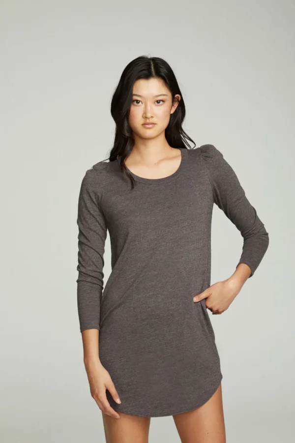 Cheap Puff Sleeve Shirttail Hi Lo Dress Women Dresses