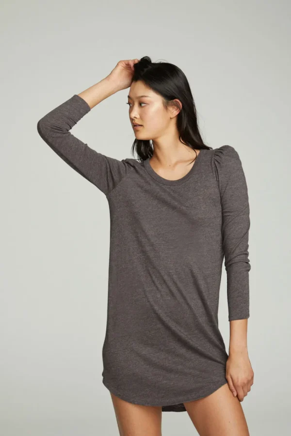 Cheap Puff Sleeve Shirttail Hi Lo Dress Women Dresses