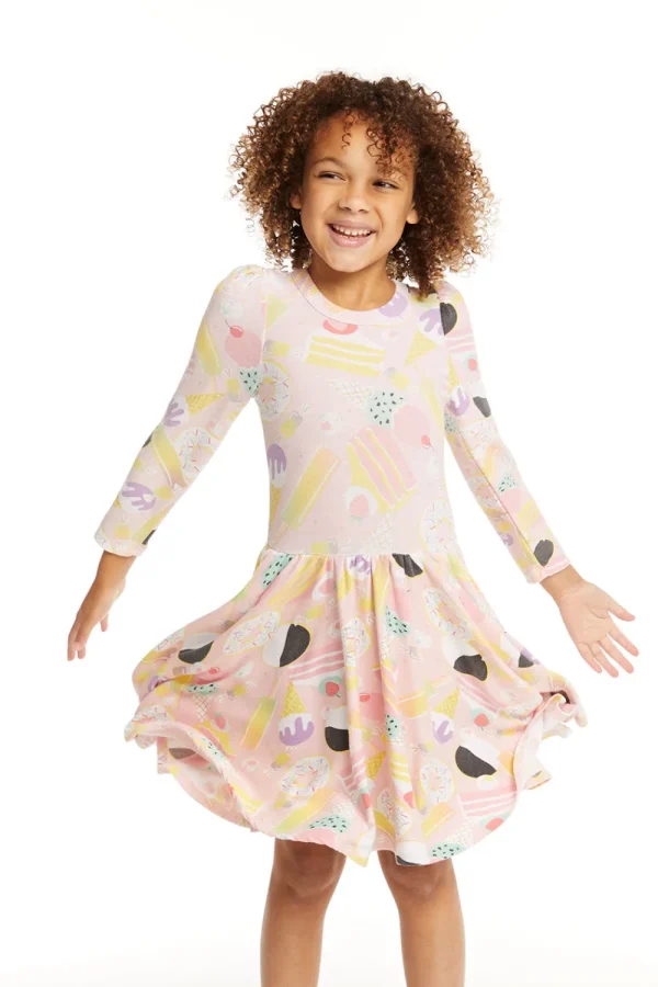 New Puff Sweet Treats Long Sleeve Dress With Twirl Skirt Kids Girls