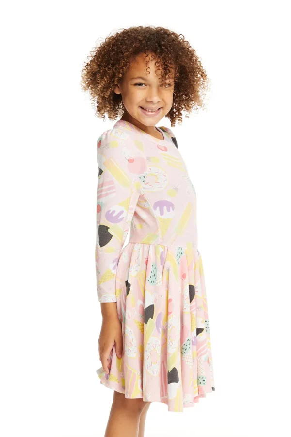 New Puff Sweet Treats Long Sleeve Dress With Twirl Skirt Kids Girls