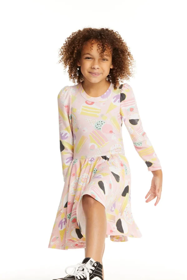 New Puff Sweet Treats Long Sleeve Dress With Twirl Skirt Kids Girls